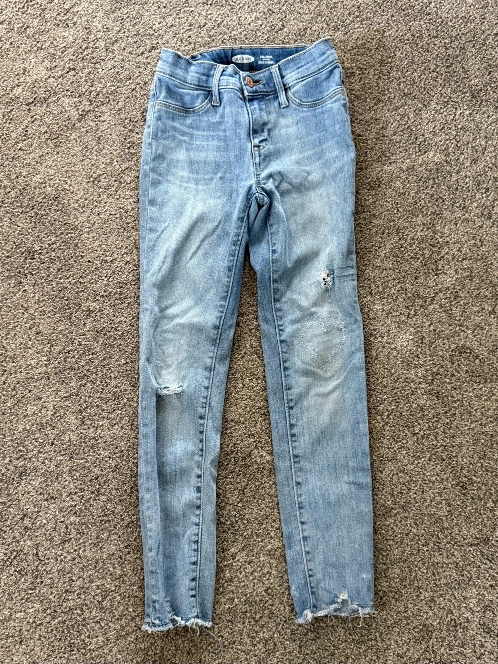 Girls Old Navy stretch denim distressed jeans size 8